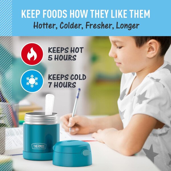 THERMOS FUNTAINER - Recipiente para comida con cuchara plegable para niños, con aislamiento al vacío, de acero inoxidable, 10 onzas, azul marino - Image 89