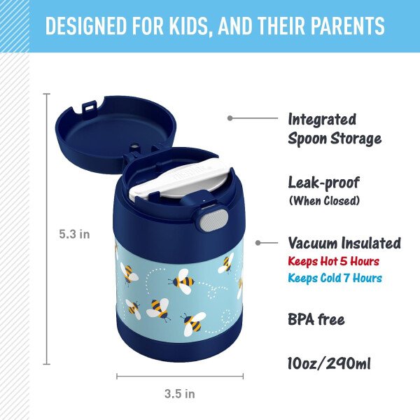 THERMOS FUNTAINER - Recipiente para comida con cuchara plegable para niños, con aislamiento al vacío, de acero inoxidable, 10 onzas, azul marino - Image 95