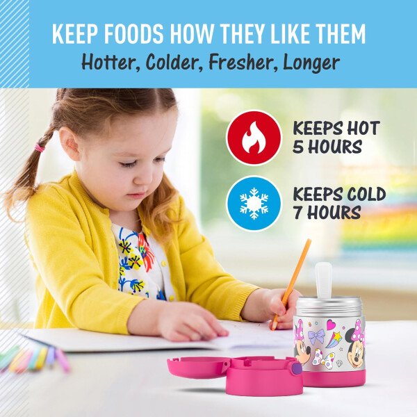 THERMOS FUNTAINER - Recipiente para comida con cuchara plegable para niños, con aislamiento al vacío, de acero inoxidable, 10 onzas, azul marino - Image 101