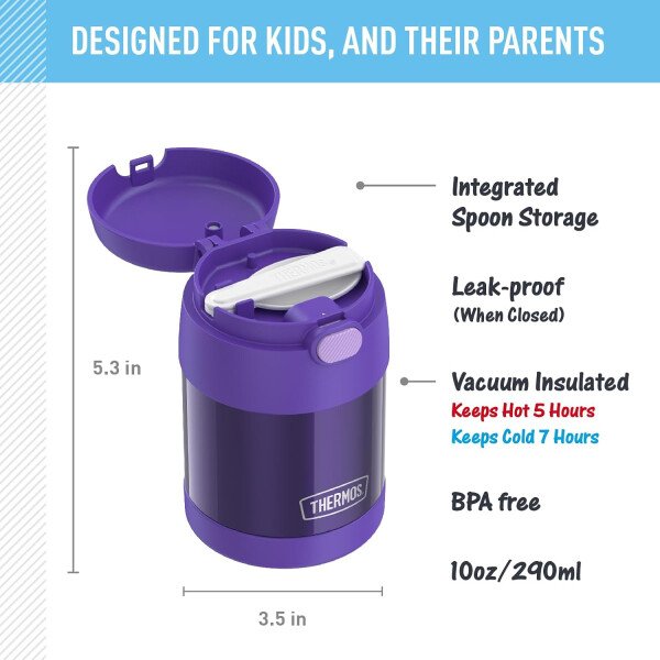 THERMOS FUNTAINER - Recipiente para comida con cuchara plegable para niños, con aislamiento al vacío, de acero inoxidable, 10 onzas, azul marino - Image 103
