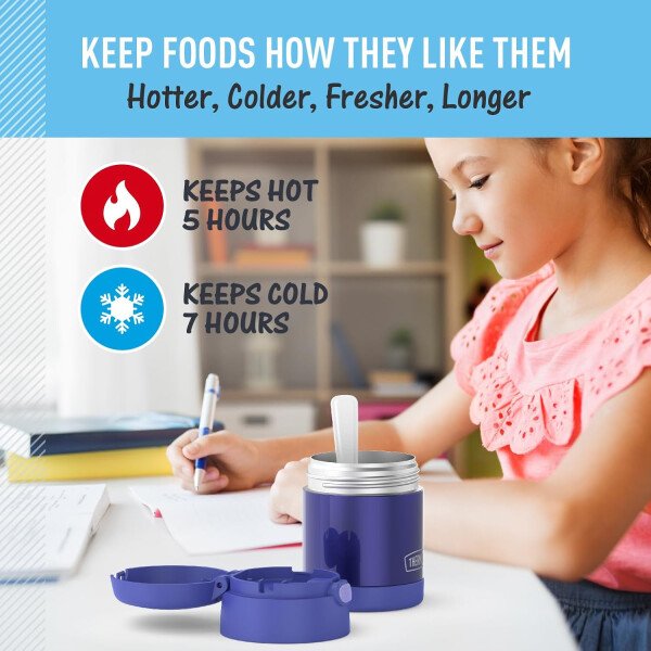 THERMOS FUNTAINER - Recipiente para comida con cuchara plegable para niños, con aislamiento al vacío, de acero inoxidable, 10 onzas, azul marino - Image 105
