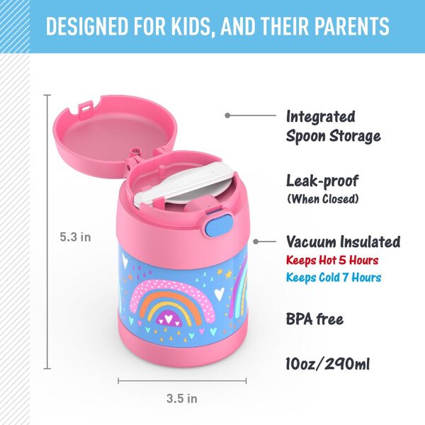 THERMOS FUNTAINER - Recipiente para comida con cuchara plegable para niños, con aislamiento al vacío, de acero inoxidable, 10 onzas, azul marino - Image 108