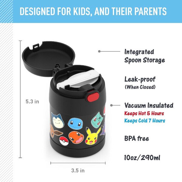 THERMOS FUNTAINER - Recipiente para comida con cuchara plegable para niños, con aislamiento al vacío, de acero inoxidable, 10 onzas, azul marino - Image 136