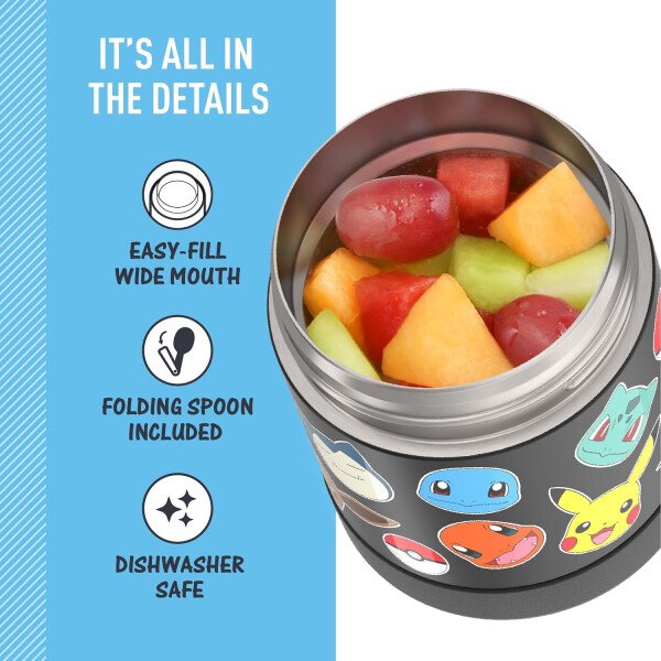 THERMOS FUNTAINER - Recipiente para comida con cuchara plegable para niños, con aislamiento al vacío, de acero inoxidable, 10 onzas, azul marino - Image 137