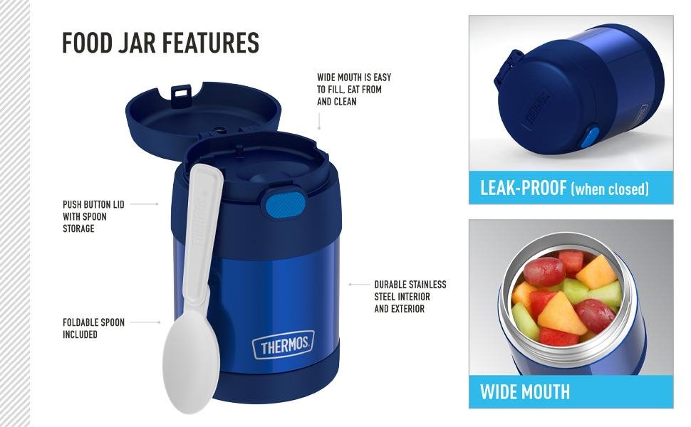 Thermos Funtainer - Almuerzo de acero inoxidable para niños, contenedor de sopa, lonchera caliente o fría