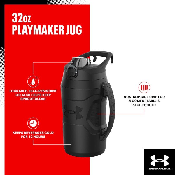 Under Armour Botellas de agua aisladas de 32 onzas, jarra de agua deportiva con asa, gancho para cerca, resistente a fugas para béisbol, fútbol y más, botellas de agua de 32 onzas, botella de agua - Imagen 70