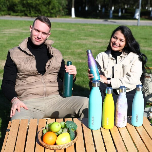 BJPKPK Botella de agua aislada de 12 onzas Samll de acero inoxidable, reutilizable, termo metálico que mantiene el frío y el calor, naranja atardecer - Image 22