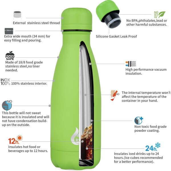 BJPKPK Botella de agua aislada de 12 onzas Samll de acero inoxidable, reutilizable, termo metálico que mantiene el frío y el calor, naranja atardecer - Image 43