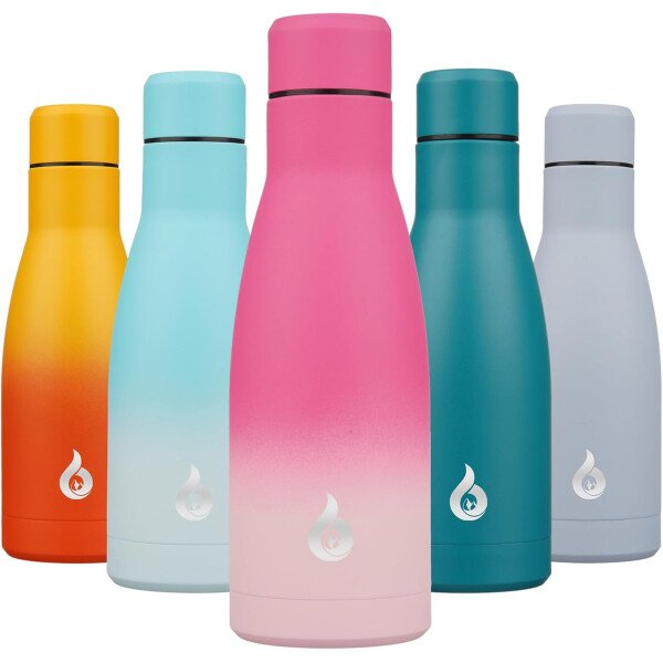 BJPKPK Botella de agua aislada de 12 onzas Samll de acero inoxidable, reutilizable, termo metálico que mantiene el frío y el calor, naranja atardecer - Image 55