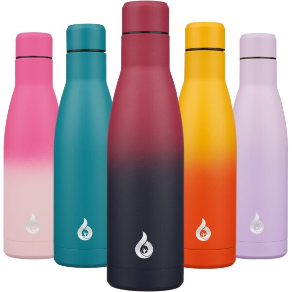BJPKPK Botella de agua aislada de 12 onzas Samll de acero inoxidable, reutilizable, termo metálico que mantiene el frío y el calor, naranja atardecer - Image 81