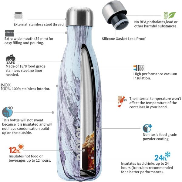 BJPKPK Botella de agua aislada de 12 onzas Samll de acero inoxidable, reutilizable, termo metálico que mantiene el frío y el calor, naranja atardecer - Image 132