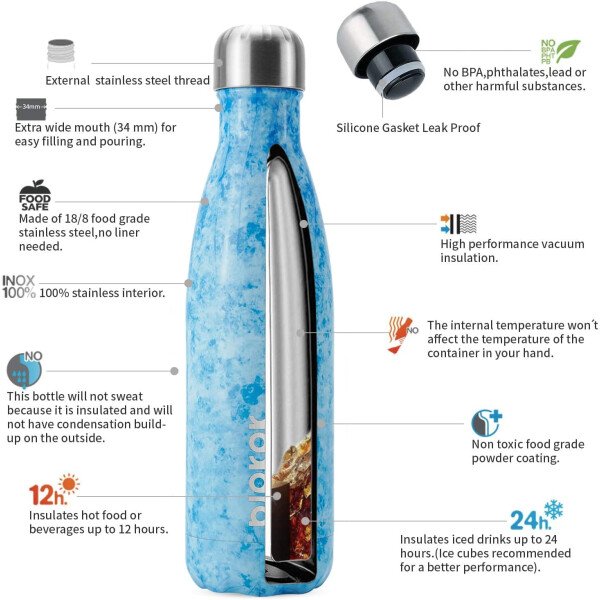 BJPKPK Botella de agua aislada de 12 onzas Samll de acero inoxidable, reutilizable, termo metálico que mantiene el frío y el calor, naranja atardecer - Image 145