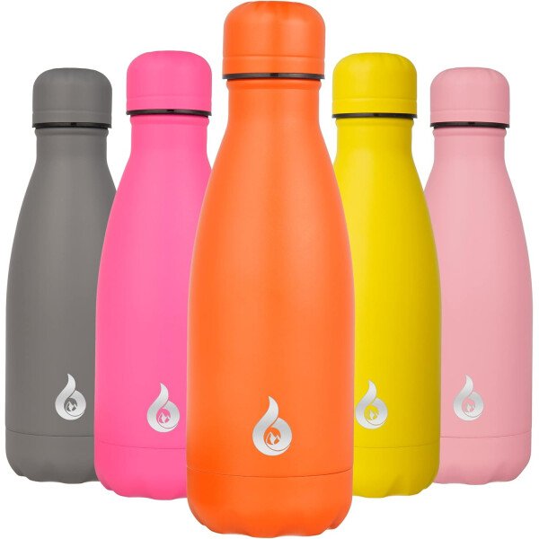 BJPKPK Botella de agua aislada de 12 onzas Samll de acero inoxidable, reutilizable, termo metálico que mantiene el frío y el calor, naranja atardecer - Image 233