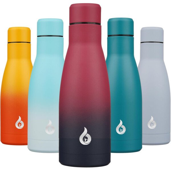 BJPKPK Botella de agua aislada de 12 onzas Samll de acero inoxidable, reutilizable, termo metálico que mantiene el frío y el calor, naranja atardecer - Image 239