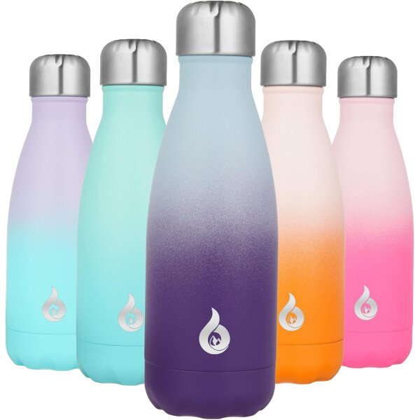 BJPKPK Botella de agua aislada de 12 onzas Samll de acero inoxidable, reutilizable, termo metálico que mantiene el frío y el calor, naranja atardecer - Image 245