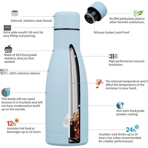 BJPKPK Botella de agua aislada de 12 onzas Samll de acero inoxidable, reutilizable, termo metálico que mantiene el frío y el calor, naranja atardecer - Image 254