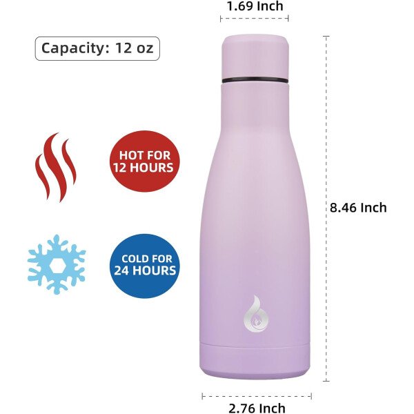 BJPKPK Botella de agua aislada de 12 onzas Samll de acero inoxidable, reutilizable, termo metálico que mantiene el frío y el calor, naranja atardecer - Image 256
