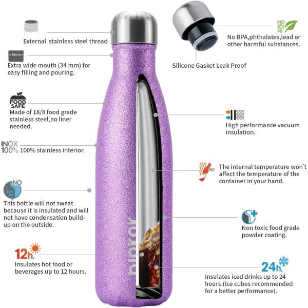 BJPKPK Botella de agua aislada de 12 onzas Samll de acero inoxidable, reutilizable, termo metálico que mantiene el frío y el calor, naranja atardecer - Image 315