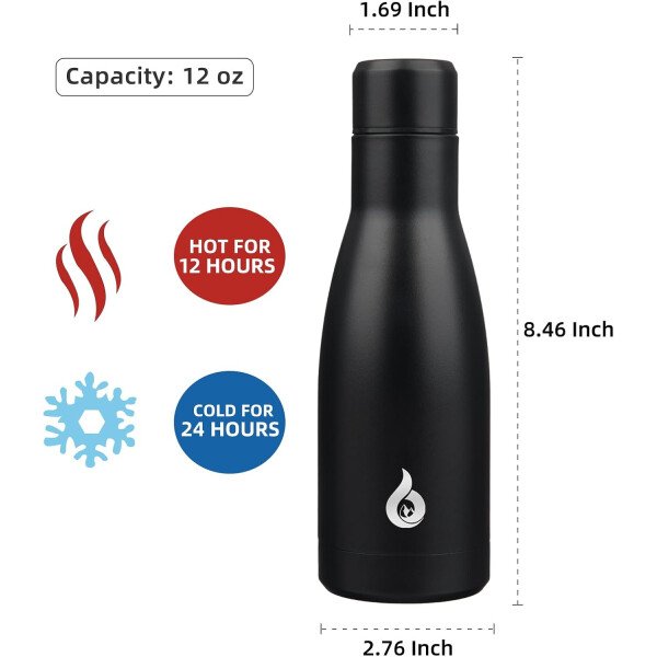 BJPKPK Botella de agua aislada de 12 onzas Samll de acero inoxidable, reutilizable, termo metálico que mantiene el frío y el calor, naranja atardecer - Image 352