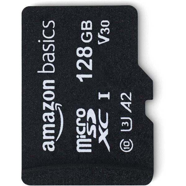Amazon Basics Micro SDXC Memory Card with Full Size Adapter, A2, U3, Read Speed up to 100 MB/s, 128 GB, Black - Imagen 2