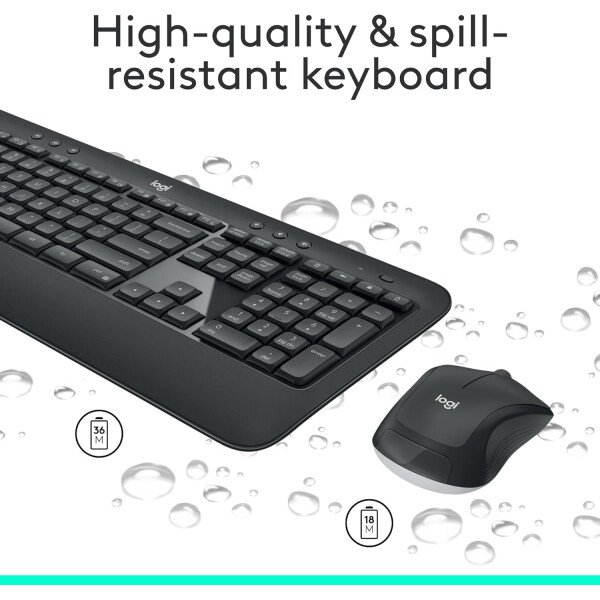 Logitech MK540 Combo avanzado de teclado y mouse inalámbricos para Windows, receptor USB unificador de 2.4 GHz, teclas de acceso rápido multimedia, duración de la batería de 3 años, para PC, - Imagen 4