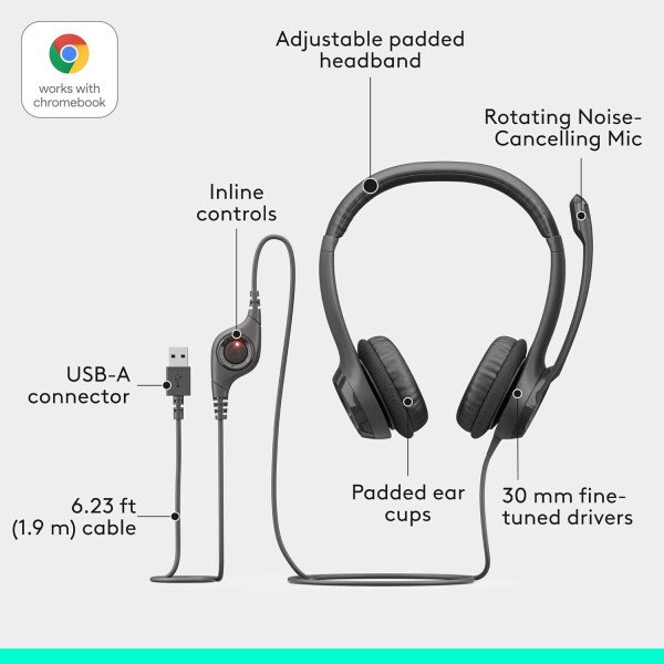 Auricular USB H390 ClearChat Comfort de Logitech., Negro talla única - Imagen 7