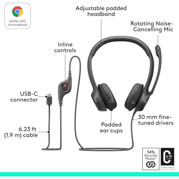 Auricular USB H390 ClearChat Comfort de Logitech., Negro talla única - Imagen 36