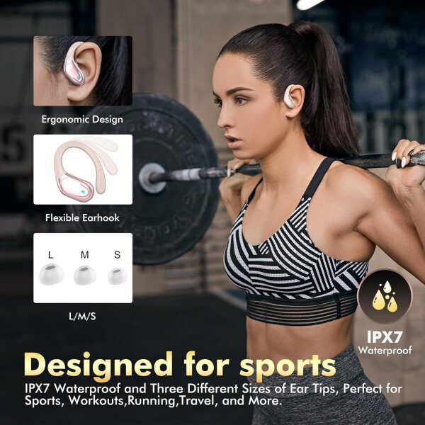 Auriculares inalámbricos, auriculares Bluetooth deportivos, auriculares deportivos con 80 horas de reproducción, con pantalla de alimentación LED, auriculares con cancelación de ruido - Imagen 5