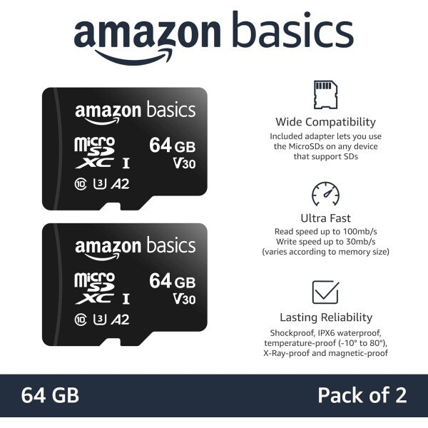 Amazon Basics Micro SDXC Memory Card with Full Size Adapter, A2, U3, Read Speed up to 100 MB/s, 128 GB, Black - Imagen 56