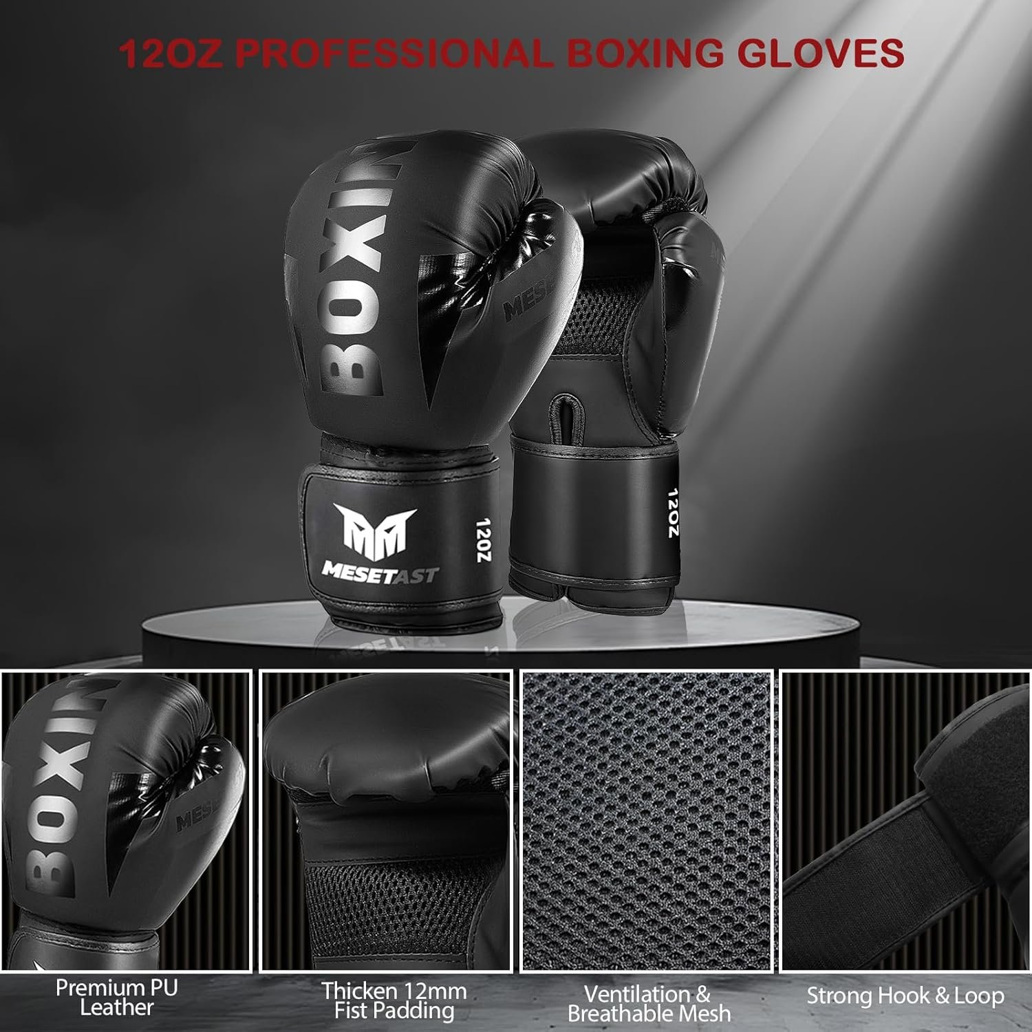 Saco de boxeo para adultos, juego de bolsa de boxeo pesada de 4 pies con guantes de 12 onzas para artes marciales mixtas de karate, kickboxing, sin relleno - Imagen 4