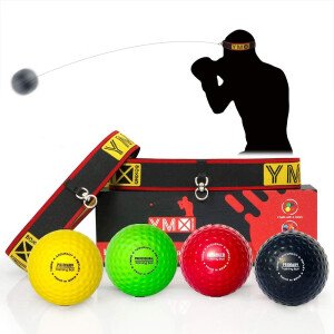 Ultimate Reflex Ball Set – 4 React Reflex Ball Plus 2 diademas ajustables, ideal para reflejos, sincronización, precisión, enfoque y coordinación ojo-mano para boxeo, MMA y Krav Mega