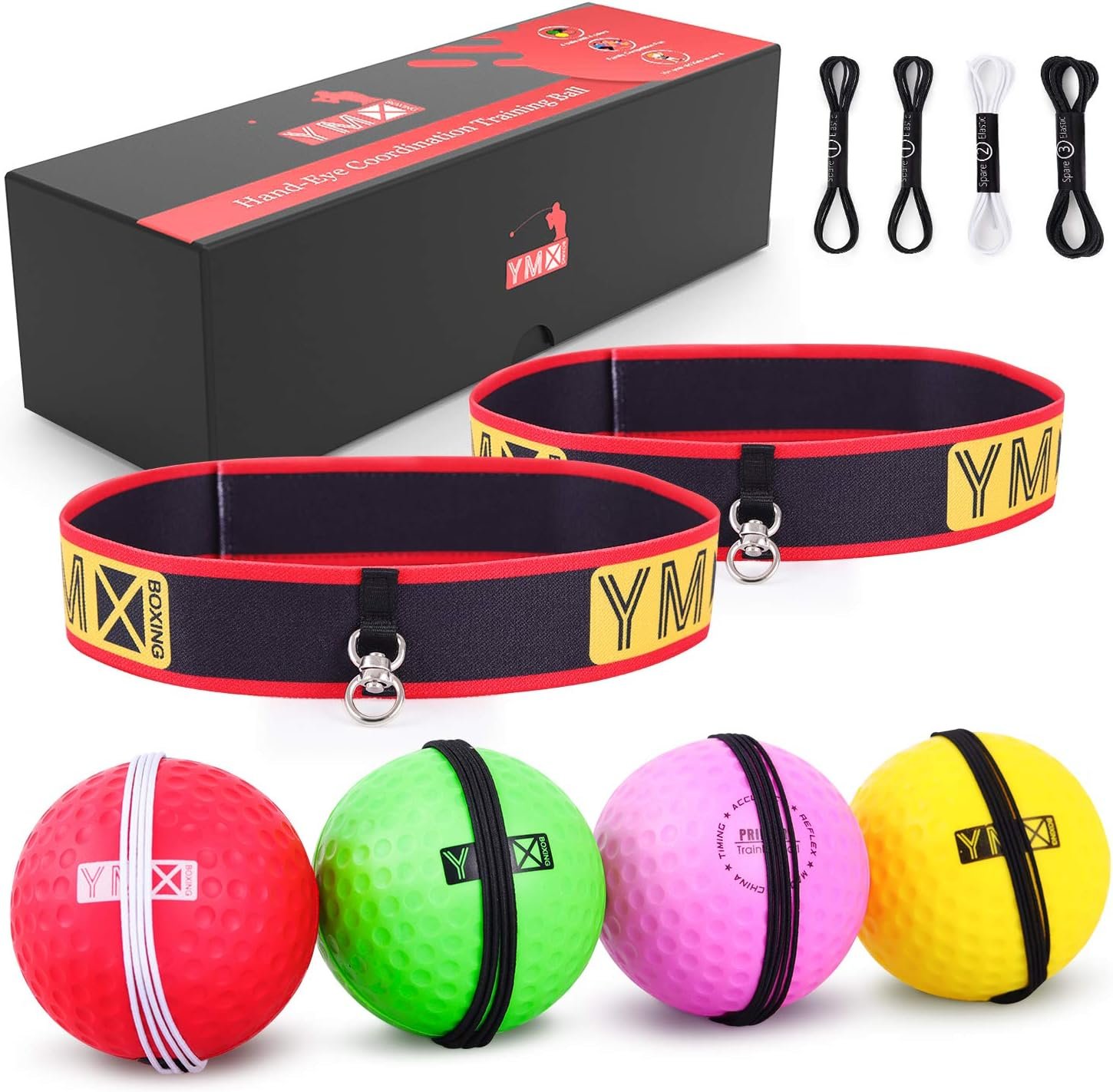 Ultimate Reflex Ball Set – 4 React Reflex Ball Plus 2 diademas ajustables, ideal para reflejos, sincronización, precisión, enfoque y coordinación ojo-mano para boxeo, MMA y Krav Mega - Imagen 2