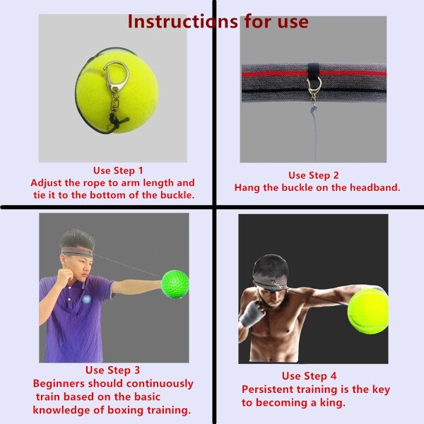 Juego de bandas de boxeo para entrenamiento de reacción de boxeo MMA, 4 bolas diferentes+2 bandas para la cabeza que absorben el sudor+4 líneas de repuesto+2 guantes para todas las personas - Imagen 2