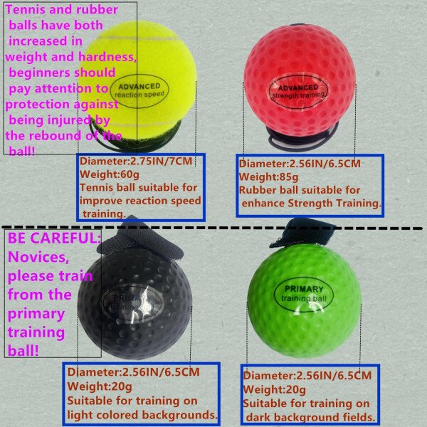 Juego de bandas de boxeo para entrenamiento de reacción de boxeo MMA, 4 bolas diferentes+2 bandas para la cabeza que absorben el sudor+4 líneas de repuesto+2 guantes para todas las personas - Imagen 4