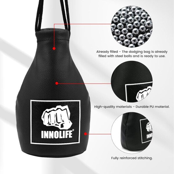 INNOLIFE Boxing Slip Bag, Dodge Hide Speed Bag Maize Ball Leather Ball for Reflex Training, Boxing, Kickboxing, MMA Pendulum Training, Red - Imagen 4