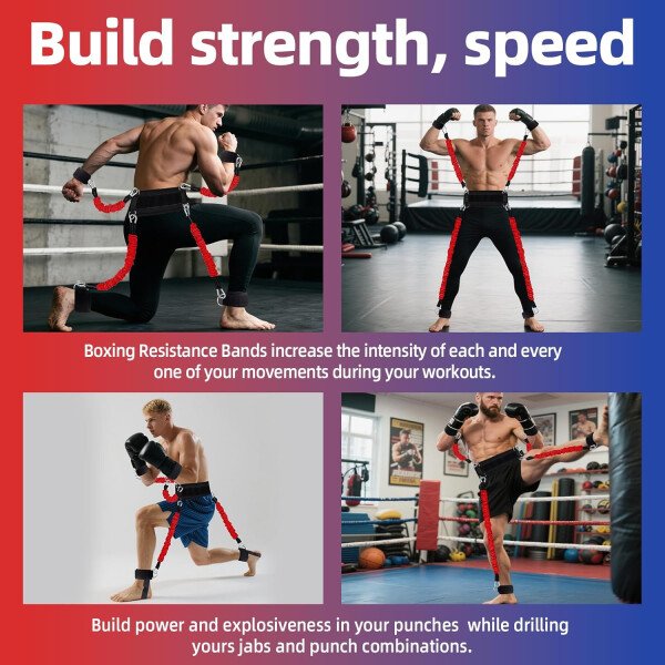 Juego de bandas de resistencia de boxeo para boxeo, artes marciales, artes marciales, bandas de ejercicio de 150 libras con puños y cinturón, banda de entrenamiento para entrenamiento de resistencia - Imagen 7