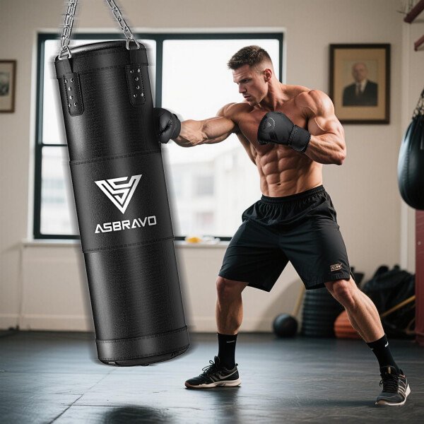 Saco de boxeo para adultos, juego de bolsa de boxeo pesada de 4 pies con guantes de 12 onzas para artes marciales mixtas de karate, kickboxing, boxeo, entrenamiento de gimnasio en casa, sin - Imagen 7