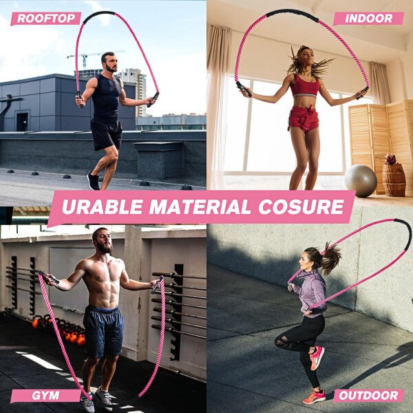 Cuerda de saltar, cuerdas de saltar pesadas para hombres y mujeres, 2.8 libras, 3 libras, 3.8 libras, 5 libras, cuerda de saltar pesada para ejercicio, jumpropes para adultos para entrenamiento en - Imagen 15