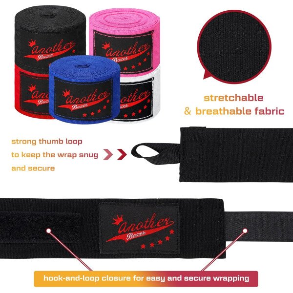 15 pares de envolturas de boxeo para mano de 180 pulgadas, vendas de mano de boxeo a granel para artes marciales deportivas para boxeo, kickboxing, kickboxing, vendas de mano de estilo mexicano para - Imagen 16