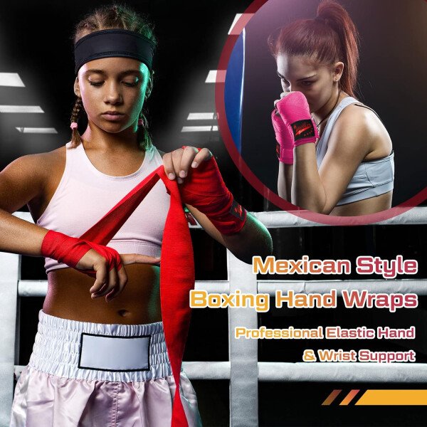 15 pares de envolturas de boxeo para mano de 180 pulgadas, vendas de mano de boxeo a granel para artes marciales deportivas para boxeo, kickboxing, kickboxing, vendas de mano de estilo mexicano para - Imagen 19