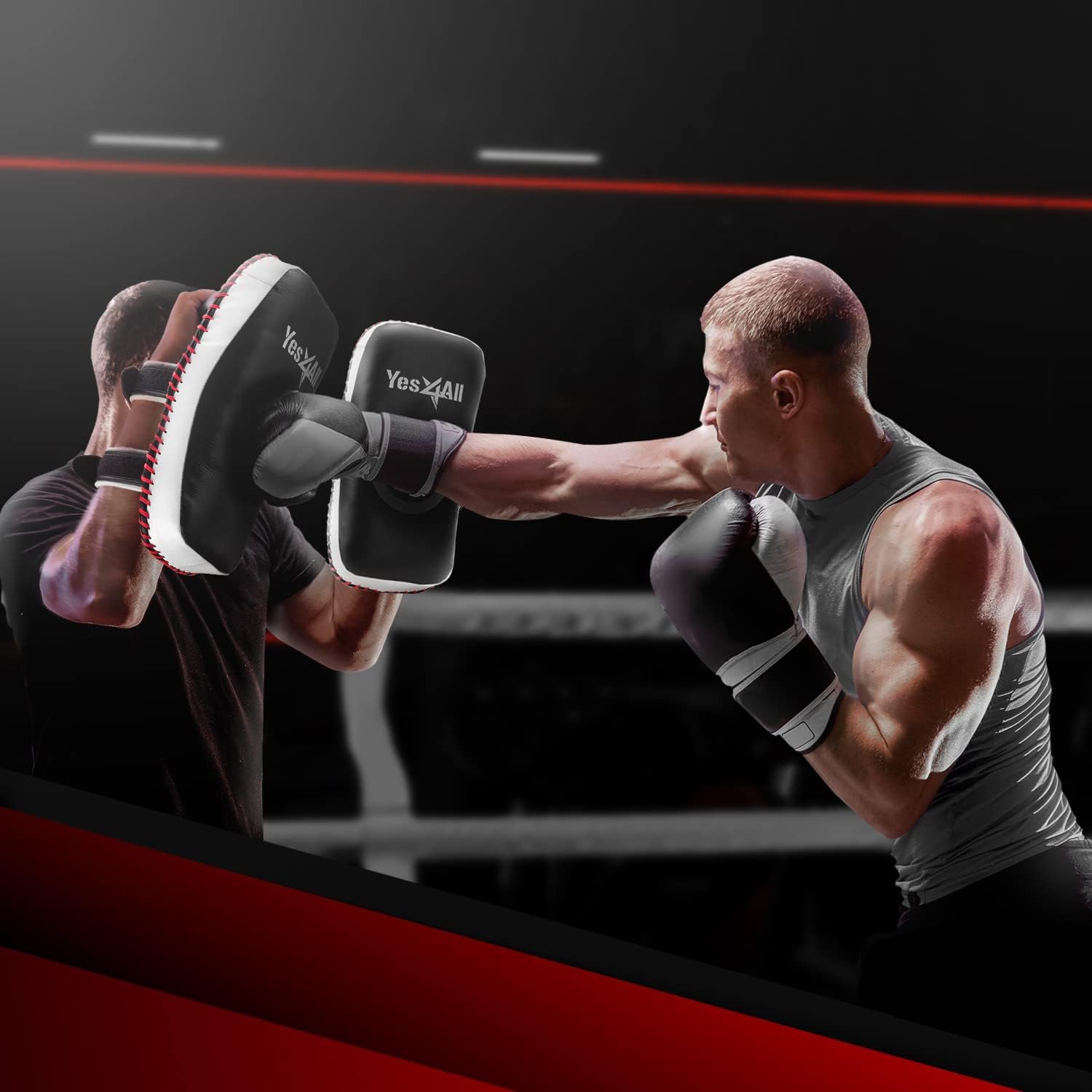 Yes4All Almohadilla gruesa de boxeo curvada Thai Pad MMA Strike Kick Shield, acolchado de entrenamiento para sparring para kickboxing y defensa personal - Se vende en pares - Imagen 6
