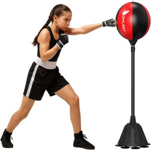 Owlsky Punching Bag with Stand, Boxing Bag for Adults - Height Adjustable - Speed Bag for Training, Boxing Equipment, Stress Relief & Fitness