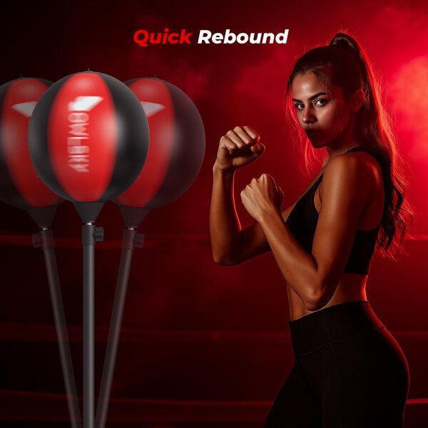 Owlsky Punching Bag with Stand, Boxing Bag for Adults - Height Adjustable - Speed Bag for Training, Boxing Equipment, Stress Relief & Fitness - Imagen 8
