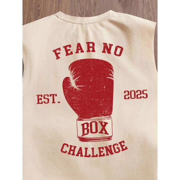 Manfinity Joysei Camiseta de tirantes holgada con estampado de guantes de boxeo vintage americano para hombres, talla estándar, blanco - Imagen 12