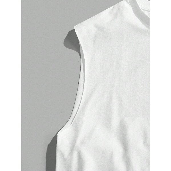 Manfinity Joysei Camiseta de tirantes holgada con estampado de guantes de boxeo vintage americano para hombres, talla estándar, blanco - Imagen 30