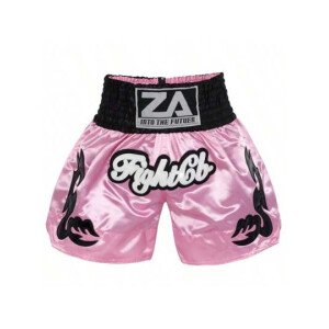 1 pieza Pantalón corto de entrenamiento de boxeo tailandés para hombres adultos con bordado, color rosa