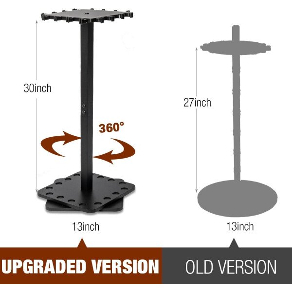 Ghosthorn Soporte para caña de pescar para garaje giratorio de 360 grados, soporte de suelo con capacidad para hasta 16 cañas, equipo de pesca de madera, organizador de almacenamiento, regalos de - Imagen 19