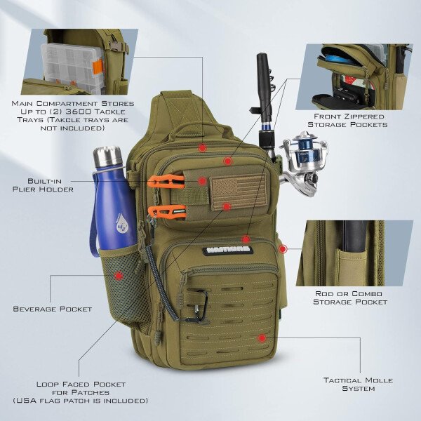 KastKing BlowBak - Bolsa táctica para aparejos de pesca, mochila de pesca ligera, almacenamiento para equipo y equipo, regalo para hombres - Imagen 19