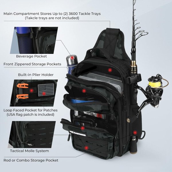 KastKing BlowBak - Bolsa táctica para aparejos de pesca, mochila de pesca ligera, almacenamiento para equipo y equipo, regalo para hombres - Imagen 40