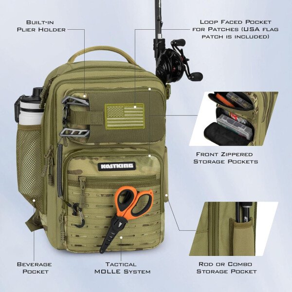 KastKing BlowBak - Bolsa táctica para aparejos de pesca, mochila de pesca ligera, almacenamiento para equipo y equipo, regalo para hombres - Imagen 45